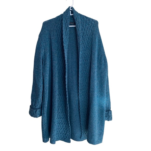 Elegant Teal Open-Front Cardigan - Picture 2 of 6